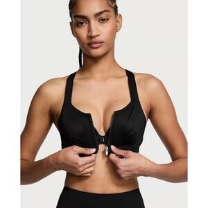 Victoria's Secret Sport Knockout Front Zip Sports Bra Black 38B NWT